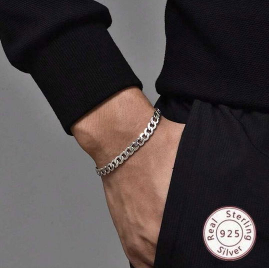 Bratara argint barbati groasa 7 mm, bratara cuban argint rodiat, unisex, bratari argint femei, bratari barbati argint, bratari argint groase, cuban link, argintiu, 19,37 gr