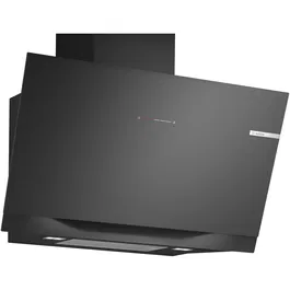 Hota decorativa Bosch Seria 8, DWK91LT60, 3 trepte + 2 intensiv, Putere de absorbtie 1007 mc/h, 90 cm, Sticla neagra
