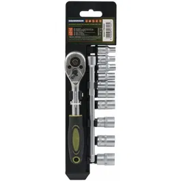 Set 12 piese Heinner CR-V, 1/4, 10 chei tubulare 4-13 mm dimensiune, cheie cu clichet reversibila 1/2, bara de extensie