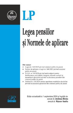Legea pensiilor si Normele de aplicare Act.1 septembrie 2024