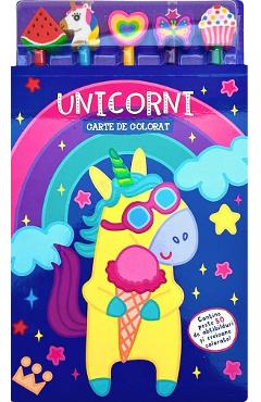 Carte de colorat cu 5 creioane. Unicorni