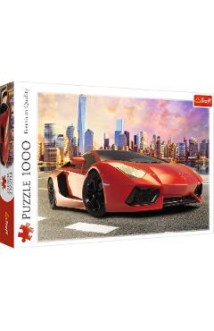 Puzzle 1000: Lamborghini rosu. Sunset Ride