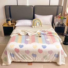 Patura Cocolino pufoasa 200*230cm, model Curcubeu