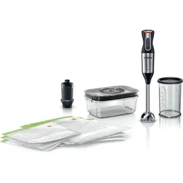 Set blender vertical, sistem vidare, saci pentru vidare, MS6CM61V2, Otel inoxidabil/Plastic, 0.6 L, 1000 W, Argintiu/Negru