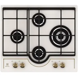 Plita incorporabila Electrolux GPE363RBV, Gaz, 4 arzatoare, Aprindere electrica integrata, Dispozitiv siguranta, Gratare fonta, 60 cm, Crem