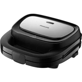 Sandwich-maker Philips HD2350/80 seria 5000, 750 W, Plite neaderente detasabile, Plitele de taiere si sigilare, 3 seturi de plite pentru panini, vafe si sandwich-uri, Leduri indicatoare, Sistem de blocare rapida, Comutator pornit/oprit, Negru