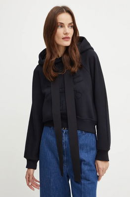 Patou Hanorac De Bumbac Femei, Culoarea Negru, Cu Glugă, Cu Imprimeu, JE0699995