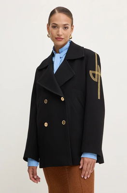 Patou Palton De Lana Culoarea Negru, De Tranzitie, Cu Doua Randuri De Nasturi, CO0010001