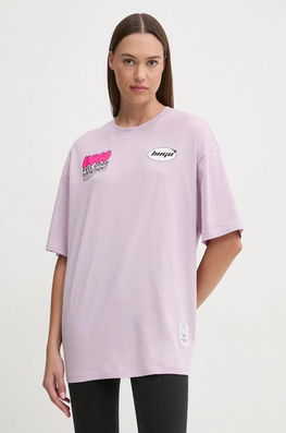 Hugo Blue Tricou Din Bumbac Femei, Culoarea Violet, 50524808