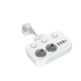 Priza multipla Serioux PS24W, 2 prize, 6xUSB, PD Type-C , QC3.0, intrerupator, protectie supratensiune