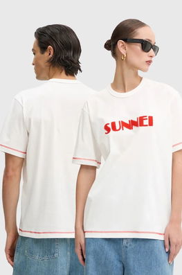 Sunnei Tricou Din Bumbac Culoarea Alb, Cu Imprimeu, RTWXJER020