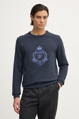 Hackett London Hanorac De Bumbac Barbati, Culoarea Albastru Marin, Cu Imprimeu, HM581280 Bleumarin