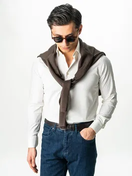 Camasa Barbati Eleganta Alb Perlat 100% Bumbac All Season Bman0030