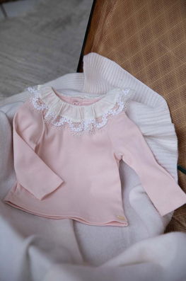 Tartine Et Chocolat Longsleeve Bebelusi Culoarea Roz, Cu Guler, TZ10061