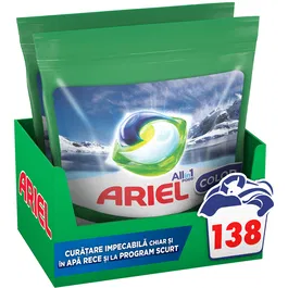 Detergent de rufe capsule Ariel All in One Arctic Edition, 2x69, 138 spalari