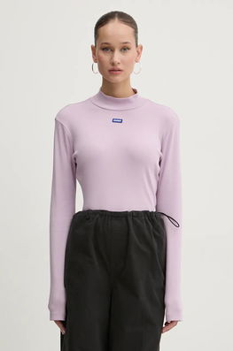 Hugo Blue Longsleeve Femei, Culoarea Violet, Cu Turtleneck, 50525318