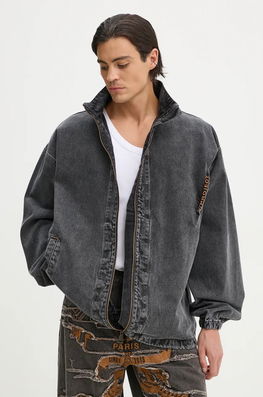 Y/Project Geaca Jeans EVERGREEN PINCHED LOGO DENIM WINDBREAKER Barbati, Culoarea Gri, De Tranzitie, Oversize, 207JA002