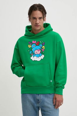 Inbetweeners Hanorac De Bumbac Culoarea Verde, Cu Glugă, Cu Imprimeu, F4TWUAHS020