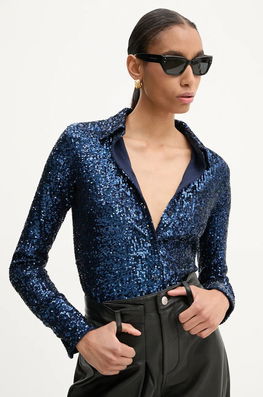 ZADIG&VOLTAIRE Camasa Femei, Culoarea Albastru Marin, Cu Guler Clasic, Regular, WWSH00594 Bleumarin
