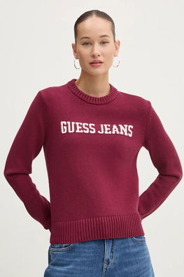 Guess Jeans Pulover De Bumbac Culoarea Bordo, W4BR10 Z3HM1 Burgundia