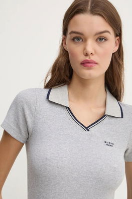 Guess Jeans Tricou Polo Femei, Culoarea Gri, W4BP45 KA0H1