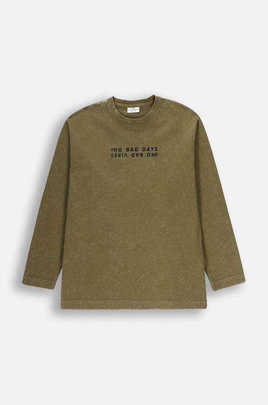 Coccodrillo Longsleeve Din Bumbac Pentru Copii Culoarea Verde, Cu Imprimeu, GRUNGE SWAMP BOY JUNIOR