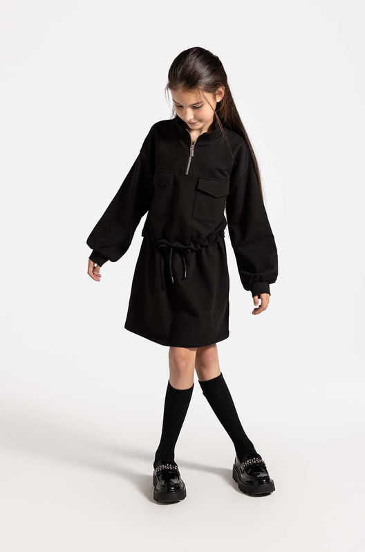 Coccodrillo Rochie Din Bumbac Pentru Copii Culoarea Negru, Mini, Drept, CARTOONS GIRL JUNIOR