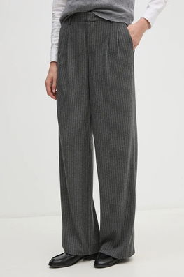 OUI Pantaloni Femei, Culoarea Gri, Drept, High Waist, 88775