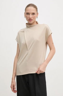 OUI Tricou Culoarea Bej, Cu Turtleneck, 89862