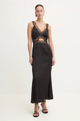 Never Fully Dressed Rochie Mimi Dress With Stud Trim Culoarea Negru, Maxi, Evazati, NFDDR1658