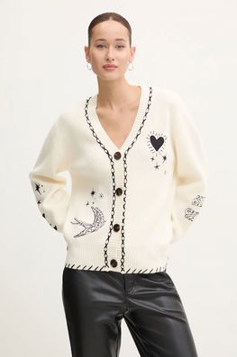 Never Fully Dressed Cardigan Mystical Tattoo Cardigan Femei, Culoarea Bej, NFDKN1430