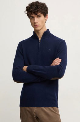 Hackett London Pulover De Lana Barbati, Culoarea Albastru Marin, Light, Cu Guler, HM703239 Bleumarin