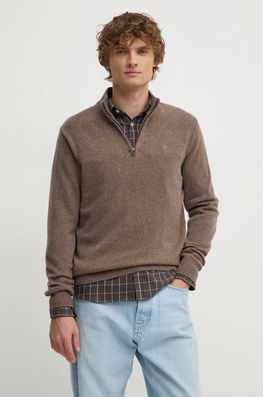 Hackett London Pulover De Lana Barbati, Culoarea Maro, Light, Cu Guler, HM703239