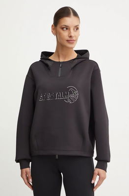 Sportalm Bluza Femei, Culoarea Negru, Cu Glugă, Neted, 1854009665