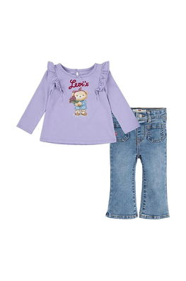 Levi's Compleu Bebe TEE & FLARE JEAN SET Culoarea Violet, 1EK966