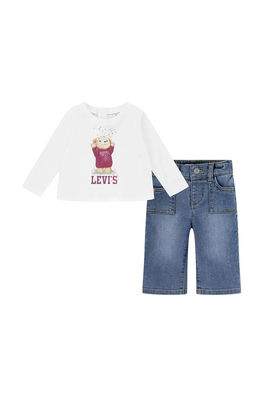 Levi's Compleu Bebe TEE & CARGO PANT SET Culoarea Alb, 1EK986