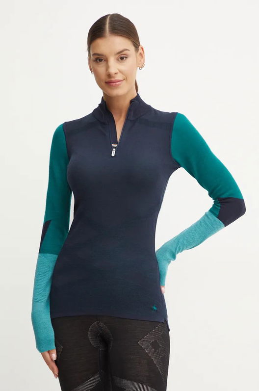 Smartwool Longsleeve Funcțional Intraknit Thermal Merino Base Layer Colorblock Culoarea Albastru Marin, SW002837 Bleumarin