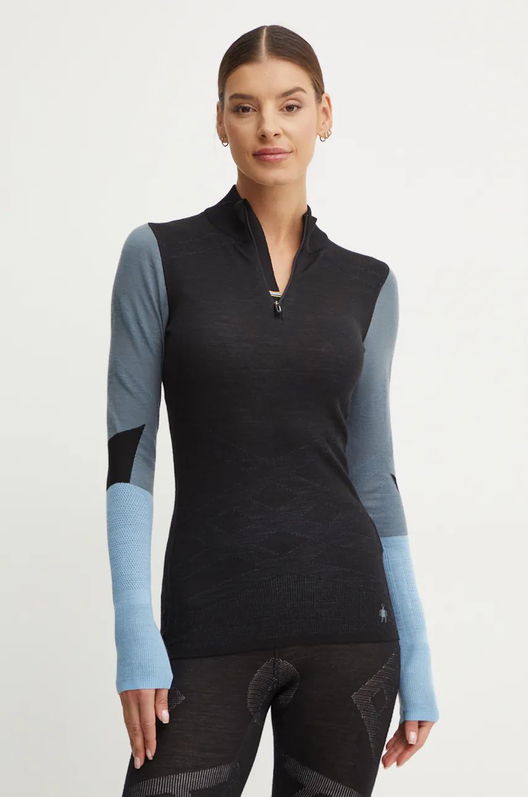 Smartwool Longsleeve Funcțional Intraknit Thermal Merino Base Layer Colorblock Culoarea Negru, SW002837