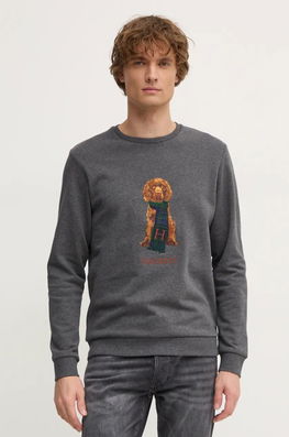 Hackett London Hanorac De Bumbac Barbati, Culoarea Gri, Cu Imprimeu, HM581285