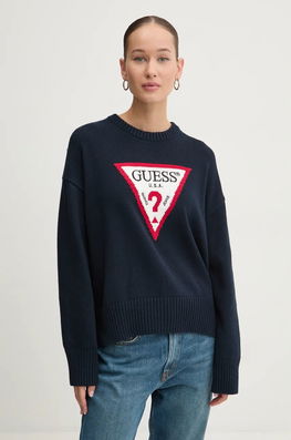 Guess Jeans Pulover De Bumbac Culoarea Albastru Marin, Light, W4BR12 Z3HM1 Bleumarin