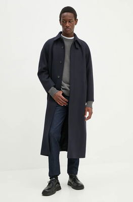 A.P.C. Palton De Lana Manteau Gaia Culoarea Albastru Marin, De Tranzitie, Oversize, WVBDE.F01533 Bleumarin