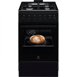 Aragaz mixt Electrolux LKK520022K, 4 Arzatoare gaz, Grill, Cuptor electric, 57 l, 50x60 cm, Clasa A, Negru, (fara capac plita)