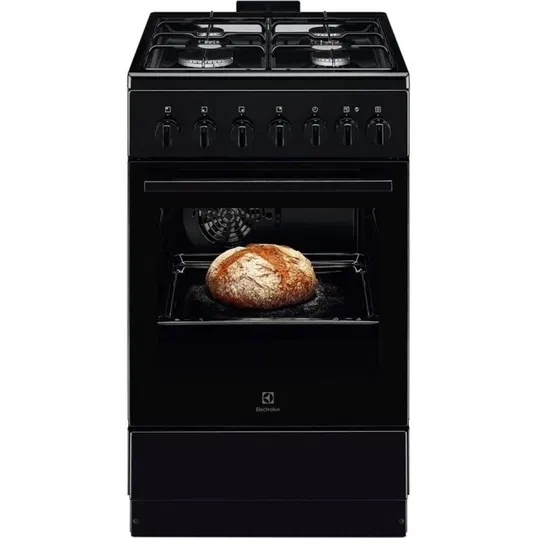 Aragaz mixt Electrolux LKK520022K, 4 Arzatoare gaz, Grill, Cuptor electric, 57 l, 50x60 cm, Clasa A, Negru, (fara capac plita)