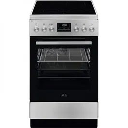 Aragaz electric AEG CCB56490BM, 50x60 cm, plita vitroceramica, 11 functii, SteamBake-gatire cu abur, 58 l, Clasa A, Inox