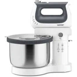 Mixer cu bol Zelmer ZHM2659, 1400 W, 5 viteze, bol inox cu capacitate 3,8 l auto, 2 accesorii mixare, 2 accesorii amestecare, alb/gri