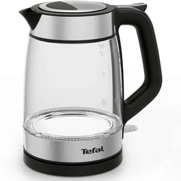 Fierbator Tefal Glass KI605830, 2200W, capacitate 1.7L, gradat, indicator luminos, depozitare cablu, baza rotativa 360°, filtru calcar detasabil, argintiu & negru