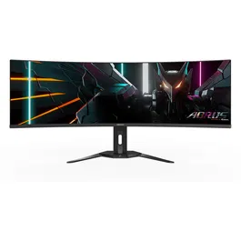 Monitor LED GIGABYTE Gaming AORUS CO49DQ Curbat 49 inch DQHD OLED 0.03 ms 144 Hz USB-C KVM HDR FreeSync Premium Pro