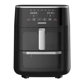 Friteuza dubla cu aer cald Heinner OvenFry Cook HAFO-M11BK1700, 1550-1850W, capacitate 11L, panou de comanda electronic, 10 programe presetate, timp maxim de preparare: 90 min, fereastra supraveghere si lumina interioara, Negru