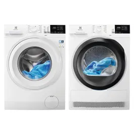 Set Masina de spalat rufe Electrolux EW6F449PWE, 9 kg, Inverter, SensiCare + Uscator de rufe EW7H458B, pompa de caldura, 8 kg, clasa A++