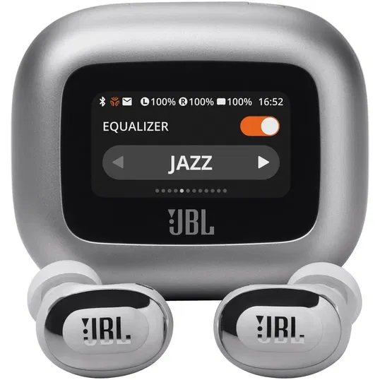 Casti In-Ear JBL Live Buds 3, Hi-Res, Smart Case, True Adaptive NC, Autonomie 40H, Multi-point, IP55, Argintiu
